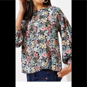 LOFT Bouquet Mixed Media Blouse